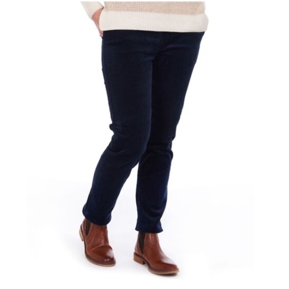 Barbour Navy Cotton Blend Corduroy Straight Leg Pants - Picture 2 of 4